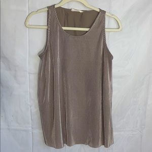 Champagne tank blouse w/ crinkle detail open back